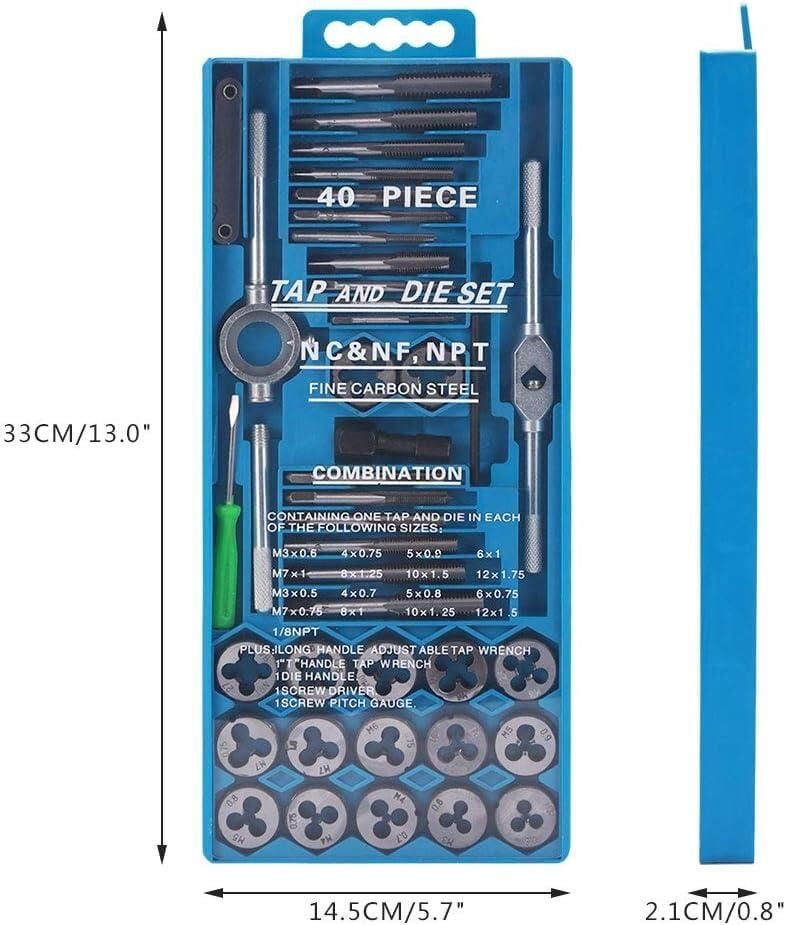 Valkyrie 40 Parça Klavuz Pafta Seti Metrik Set M3-M12 Arası 40lı Takım