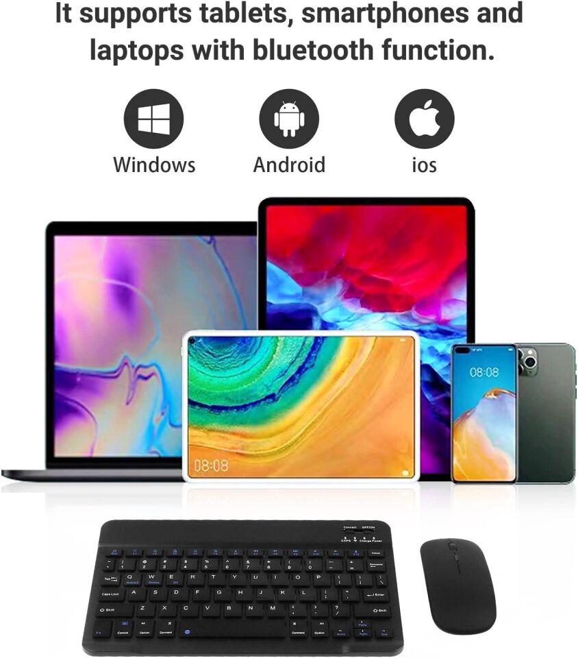 Valkyrie BL30 Bluetooth Ios Ipad Android Windows Uyumlu Klavye Mouse Seti - Sessiz - Şarjlı - Combo - Ultra İnce - Türkçe - Kablosuz Siyah