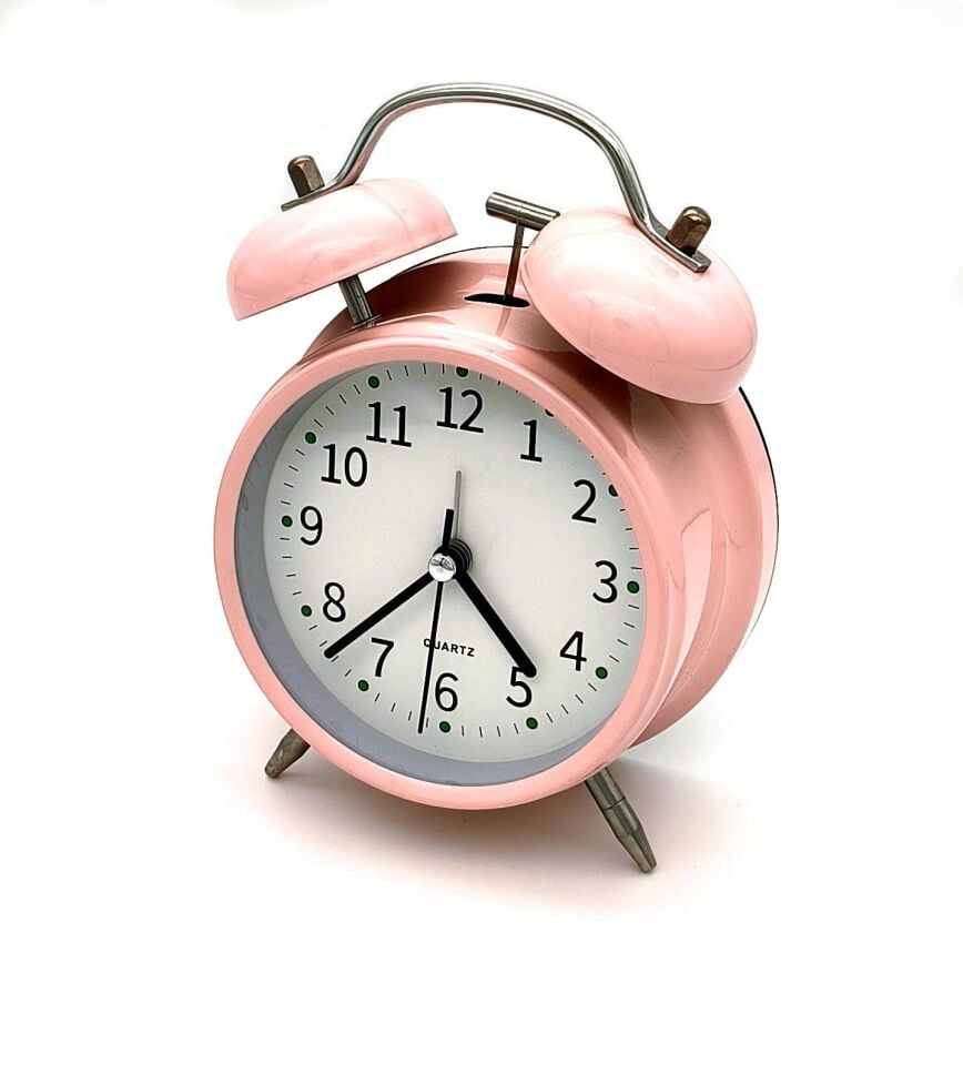Valkyrie 16cm Büyük Boy Akar Saniyeli Alarm Çalar Saat - Nostaljik Masa Saati Pembe