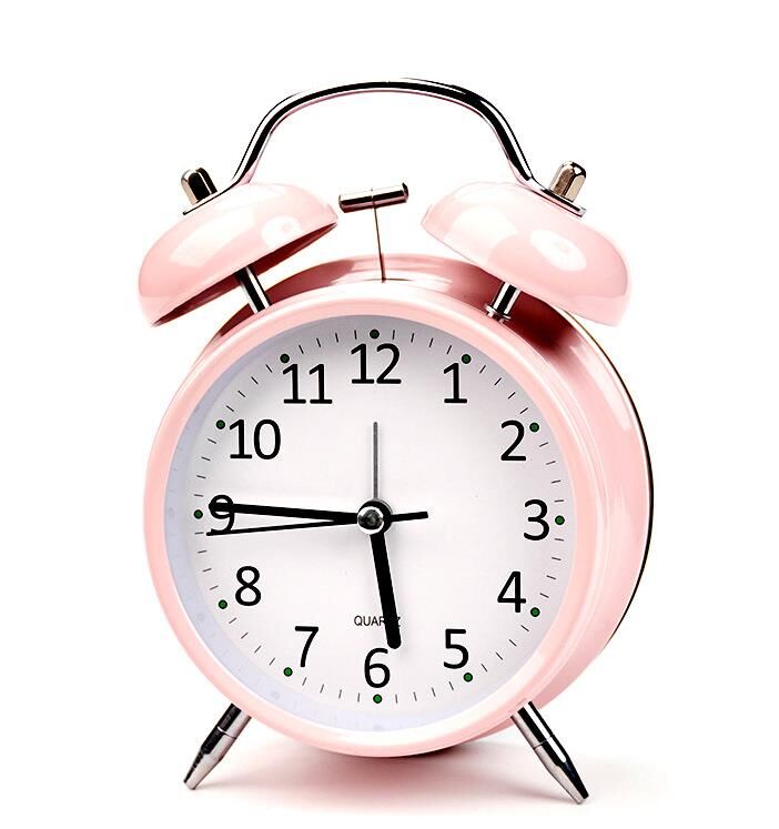 Valkyrie 16cm Büyük Boy Akar Saniyeli Alarm Çalar Saat - Nostaljik Masa Saati Pembe