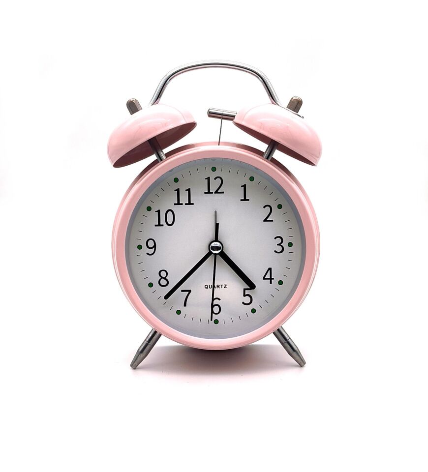 Valkyrie 16cm Büyük Boy Akar Saniyeli Alarm Çalar Saat - Nostaljik Masa Saati Pembe