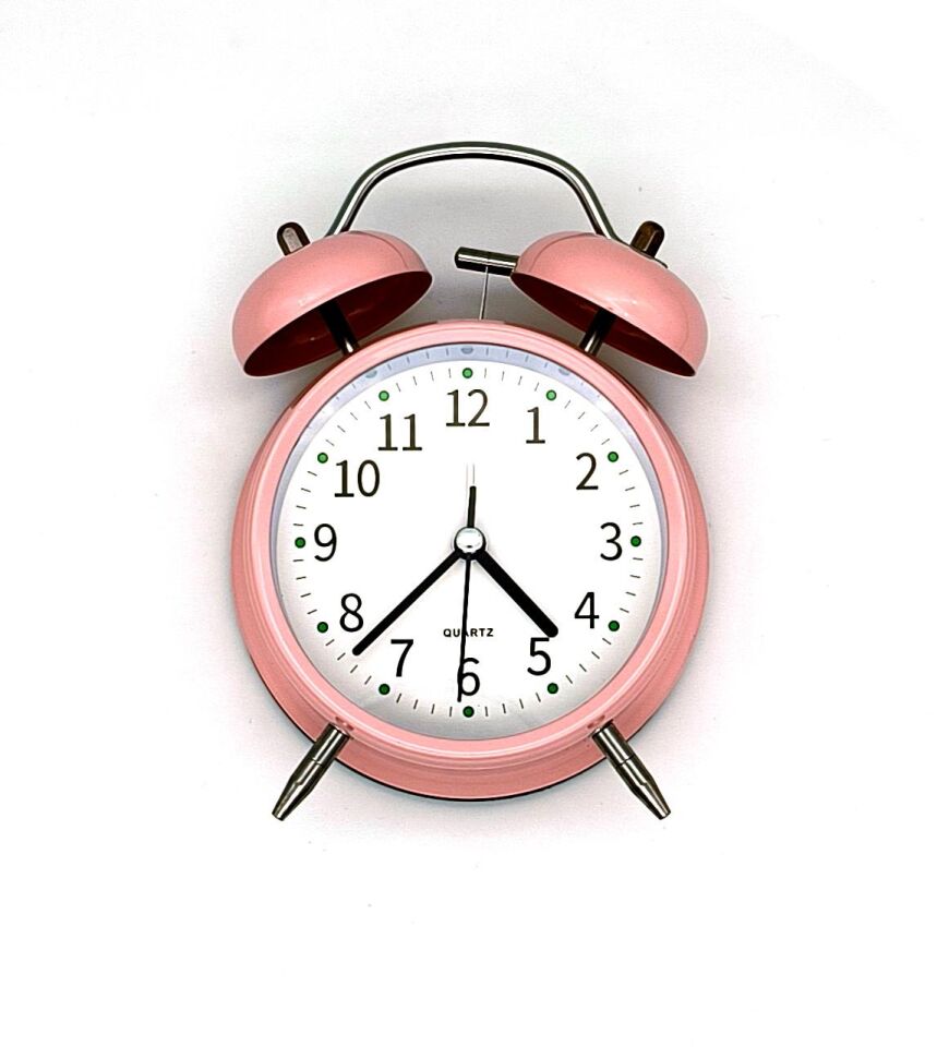 Valkyrie 16cm Büyük Boy Akar Saniyeli Alarm Çalar Saat - Nostaljik Masa Saati Pembe