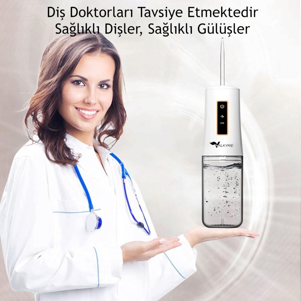 Valkyrie Şarj Edilebilir Taşınabilir Ağız Duşu Diş Protez Bakım 4 Başlıklı Sessiz Çalışma