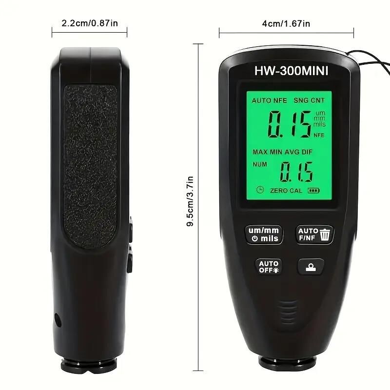 Valkyrie HW-300MINI Dijital Boya Kalınlığı Ölçüm Cihazı 0-2000µm Hassas Ölçer