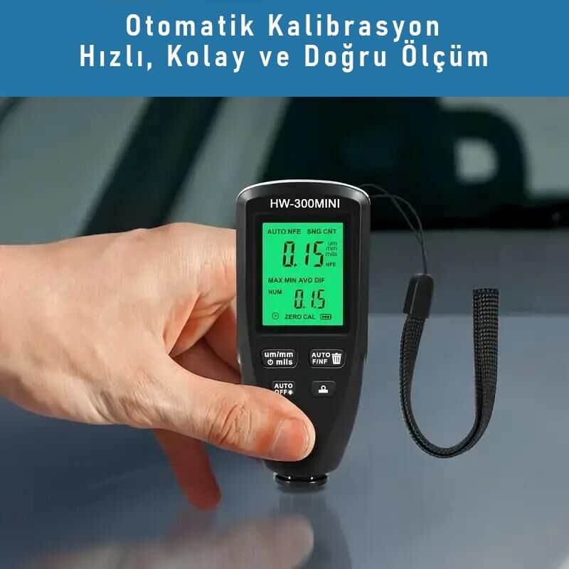 Valkyrie HW-300MINI Dijital Boya Kalınlığı Ölçüm Cihazı 0-2000µm Hassas Ölçer