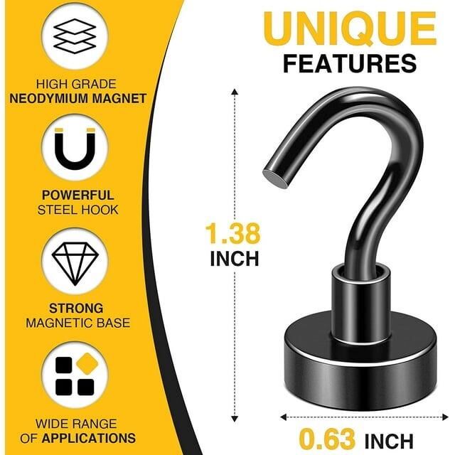 Valkyrie 10 Adet Neodyum Mıknatıs Askı Seti 14kg Taşıma Kanca Mutfak Buzdolabı Banyo Kapı Dolap Balkon Tekne Siyah