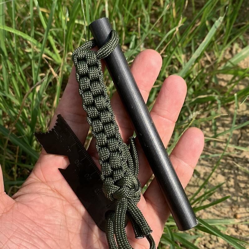 Valkyrie Paracord İpli 10cm x 10mm  Magnezyum Bar Ateş Başlatıcı Acil Durum Çakmak Taşı Çubuğu