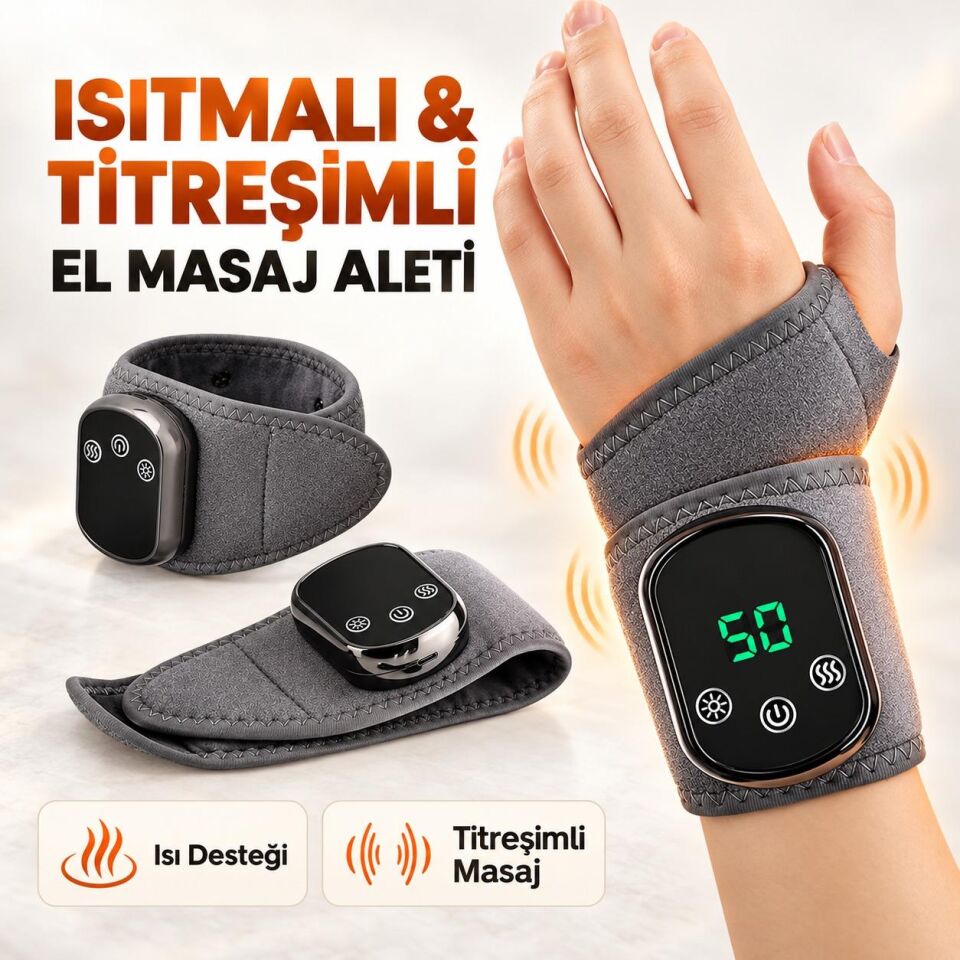 Valkyrie Isıtmalı Titreşimli El Bilek Masaj Aleti Şarjlı 5 Isı Ayarlı 3 Kademeli Masaj Destekli
