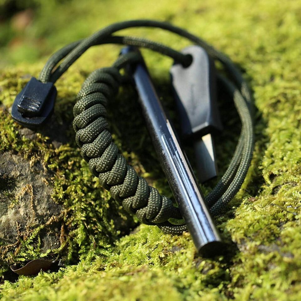 Valkyrie  Magnezyum Bar Acil Durum Ateş Başlatıcı Paracord İpli 10cm x 1cm Çakmak Taşı Çubuğu