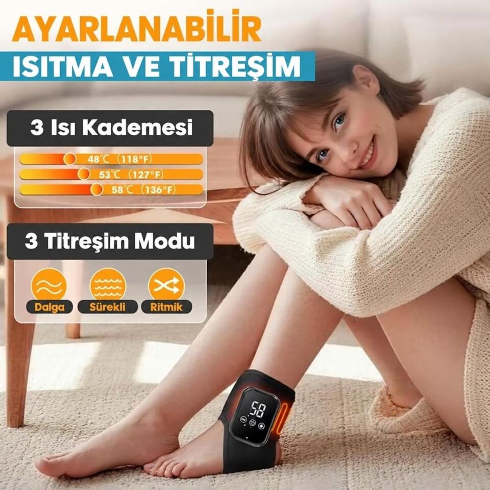 Valkyrie Isıtmalı Titreşimli Ayak Bileği Masaj Aleti Şarjlı 3 Isı 3 Titreşim Modlu Dijital