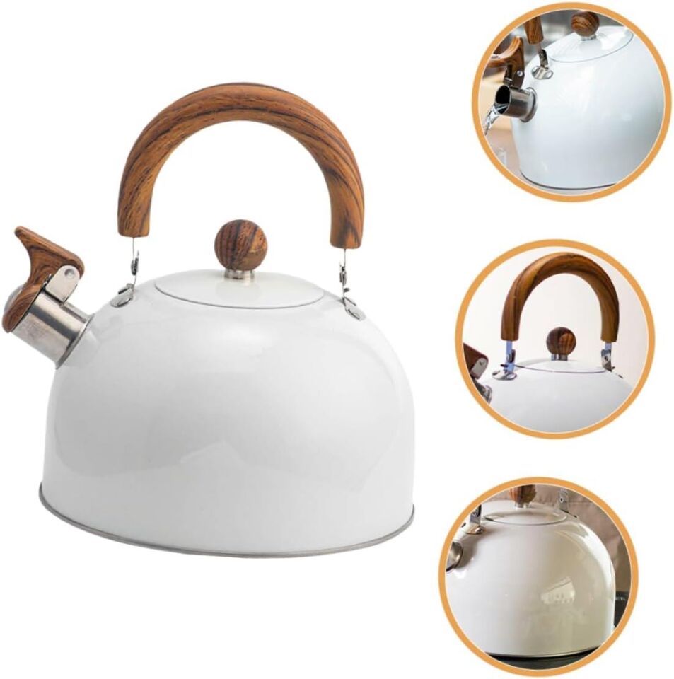 Valkyrie 3L Düdüklü Kettle Su Isıtıcı Çaydanlık Paslanmaz Çelik Yüksek Islıklı Beyaz