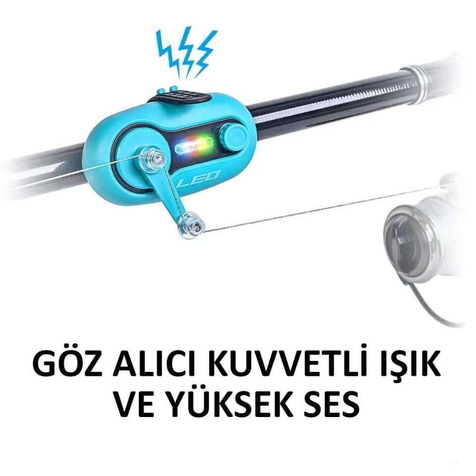 Valkyrie Yüksek Ses ve LED Işıklı Olta Kamış Balık Alarmı Kollu Hassas Rocker Alarm Kolay Kurulum