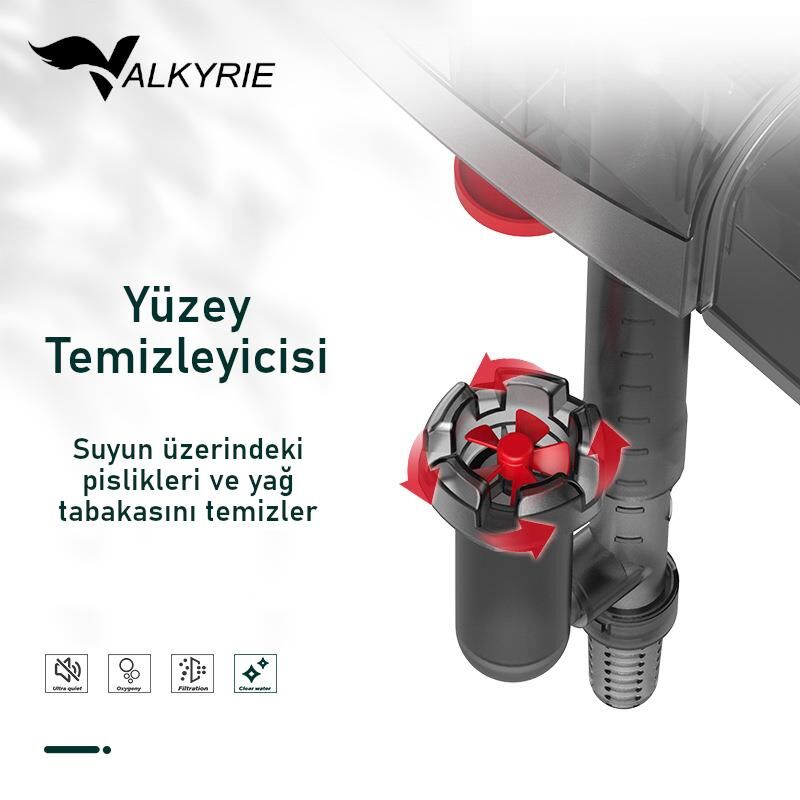 Valkyrie Askılı Akvaryum Şelale Filtre 5W 350 L/H Ayarlanabilir Debi Yüzey Temizleyici