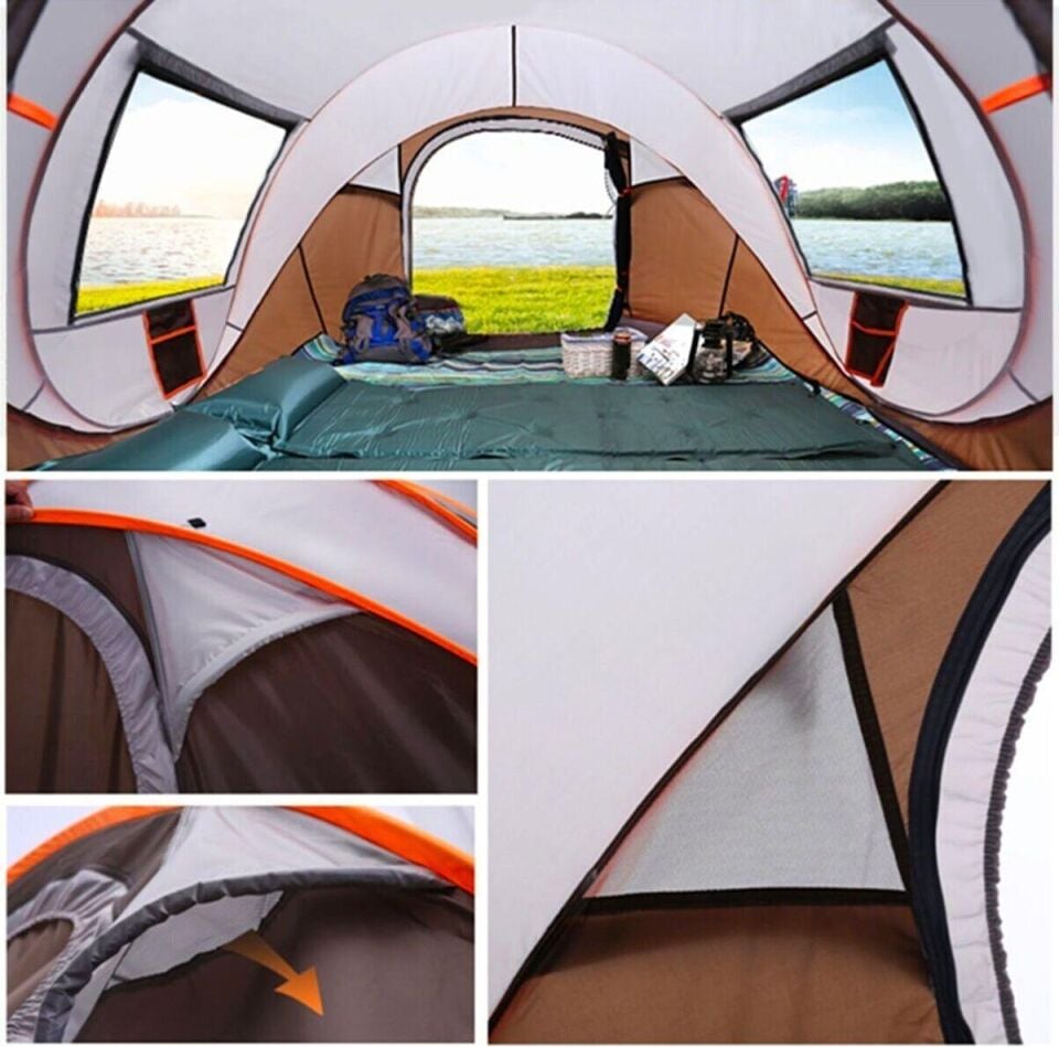 Valkyrie 5-8 Kişilik Hızlı Kurulum Otomatik Kamp Çadırı Sineklikli Su Geçirmez 280x210x120cm 4 Mevsim