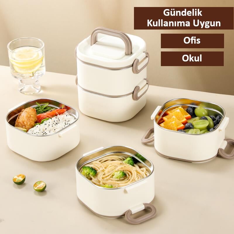 Valkyrie 1300 ML 2 Katlı Paslanmaz Çelik Yemek Kabı – Termal Taşıma Çantalı, Sızdırmaz, BPA İçermez