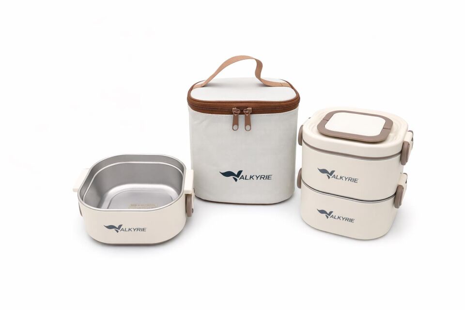 Valkyrie 1300 ML 2 Katlı Paslanmaz Çelik Yemek Kabı – Termal Taşıma Çantalı, Sızdırmaz, BPA İçermez