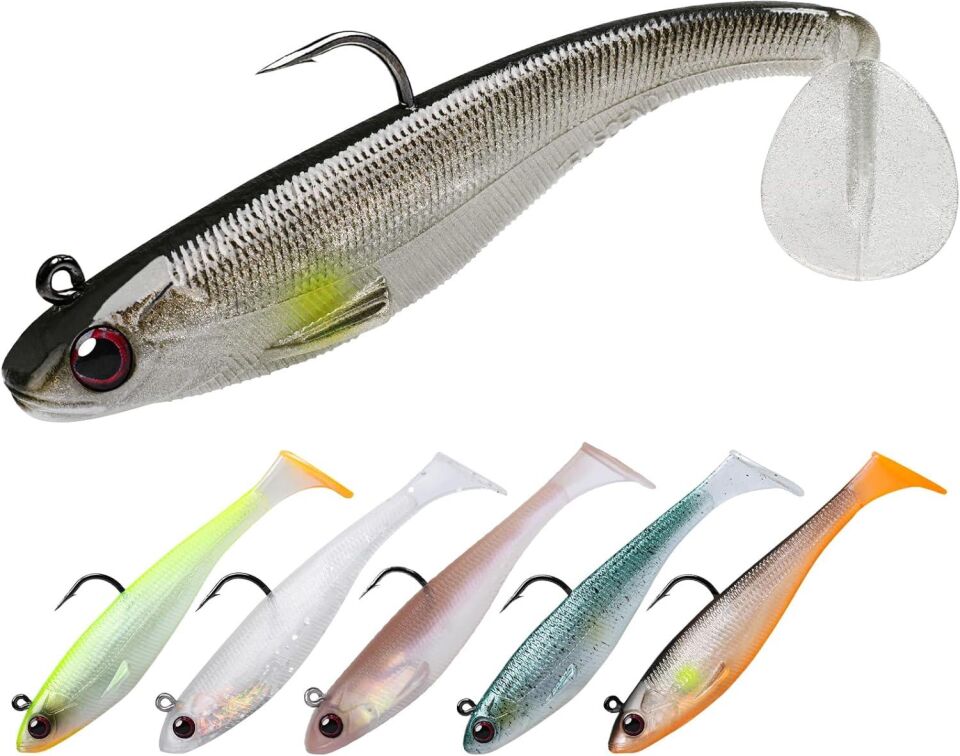 Valkyrie 6 Adet 9cm 12gr Yumuşak Silikon 3D Balık Sahte Olta Yem Seti Wobbler Levrek Yemi