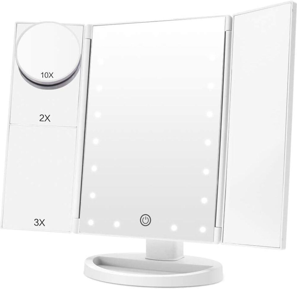 Valkyrie LED Işıklı Katlanabilir Makyaj Aynası - 2X 3X 10X Büyütme Modu - Dokunmatik Touch Ekran - 5 Farklı Ayna