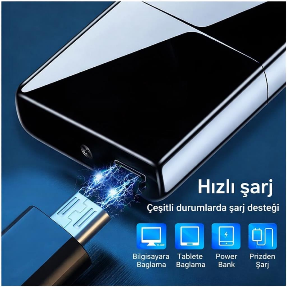 Valkyrie Çift Ark Plazma Şarjlı Çakmak – Rüzgâr Geçirmez, Dokunmatik, USB Şarjlı Mini