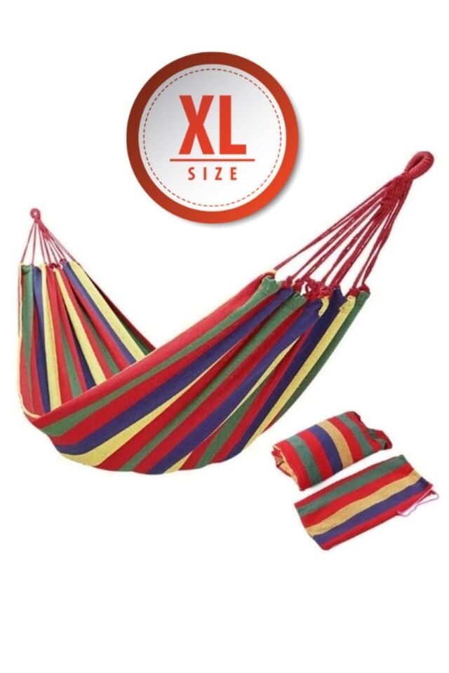 Valkyrie Çift Kişilik XL 260x150cm Kemerli Kolay Kurulabilir Kanvas Hamak Çantalı