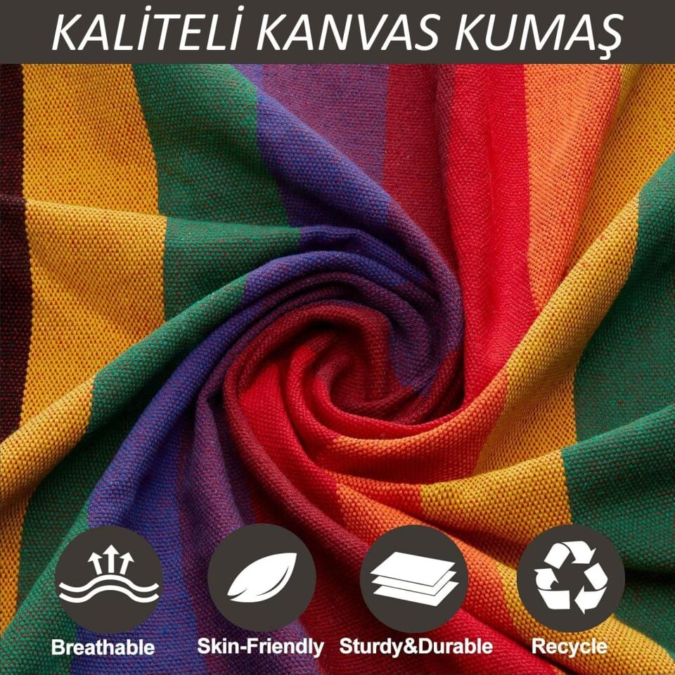 Valkyrie Çift Kişilik XL 260x150cm Kemerli Kolay Kurulabilir Kanvas Hamak Çantalı