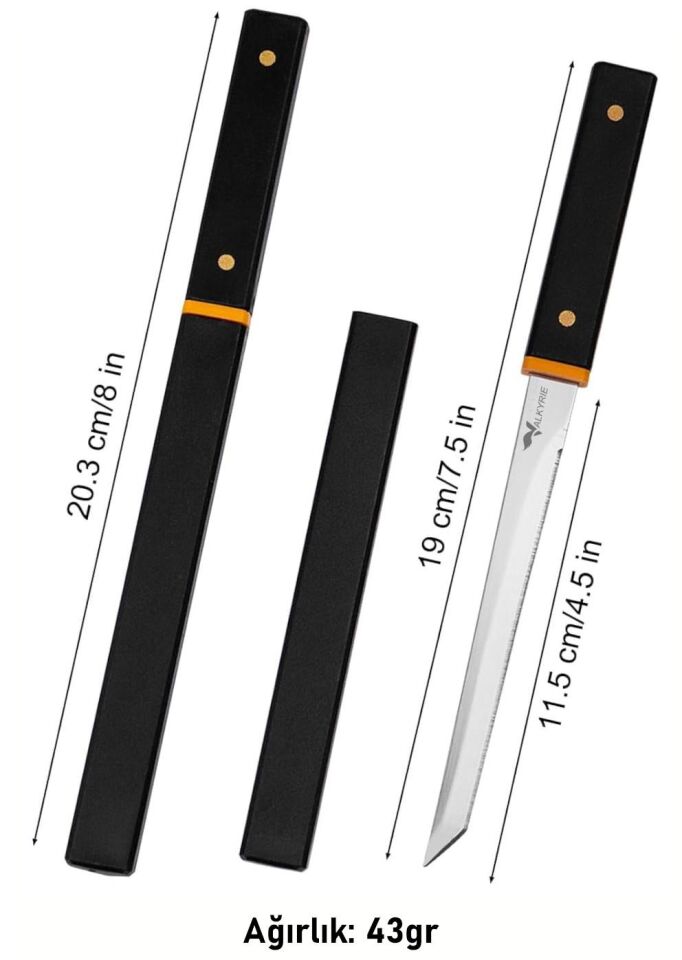 Valkyrie Japon Şef Bıçağı – Keskin Şerit Bıçak 20 cm Kılıflı | Ultra Hafif 43gr | Meyve Sebze Et Doğrama