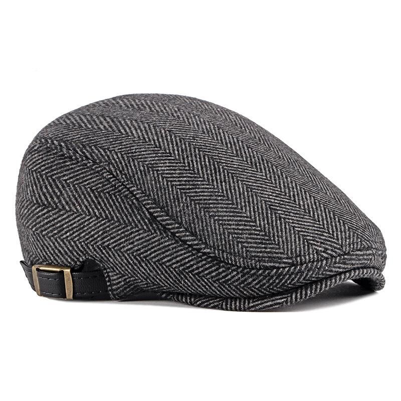 Valkyrie İtalyan Style Retro Balık Sırtı Erkek Kasket Şapka Tokalı Ayarlanabilir Erkek Açık Gri