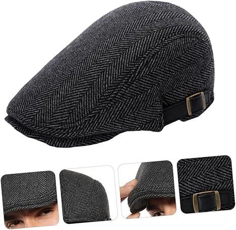 Valkyrie İtalyan Style Retro Balık Sırtı Erkek Kasket Şapka Tokalı Ayarlanabilir Erkek Koyu Gri