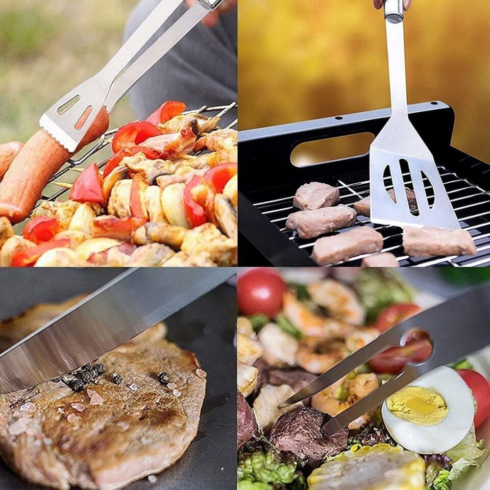Valkyrie 7 Parça Çantalı Mangal Barbekü Maşa Spatula Seti Paslanmaz Çelik 1. Kalite