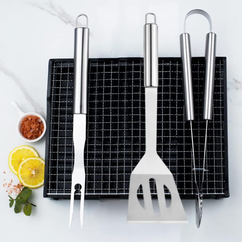 Valkyrie 7 Parça Çantalı Mangal Barbekü Maşa Spatula Seti Paslanmaz Çelik 1. Kalite