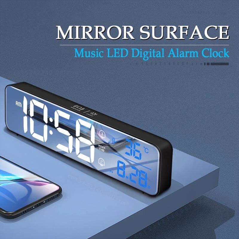 Valkyrie LED Aynalı Dereceli 2400mAh Dijital Duvar Masa Saati