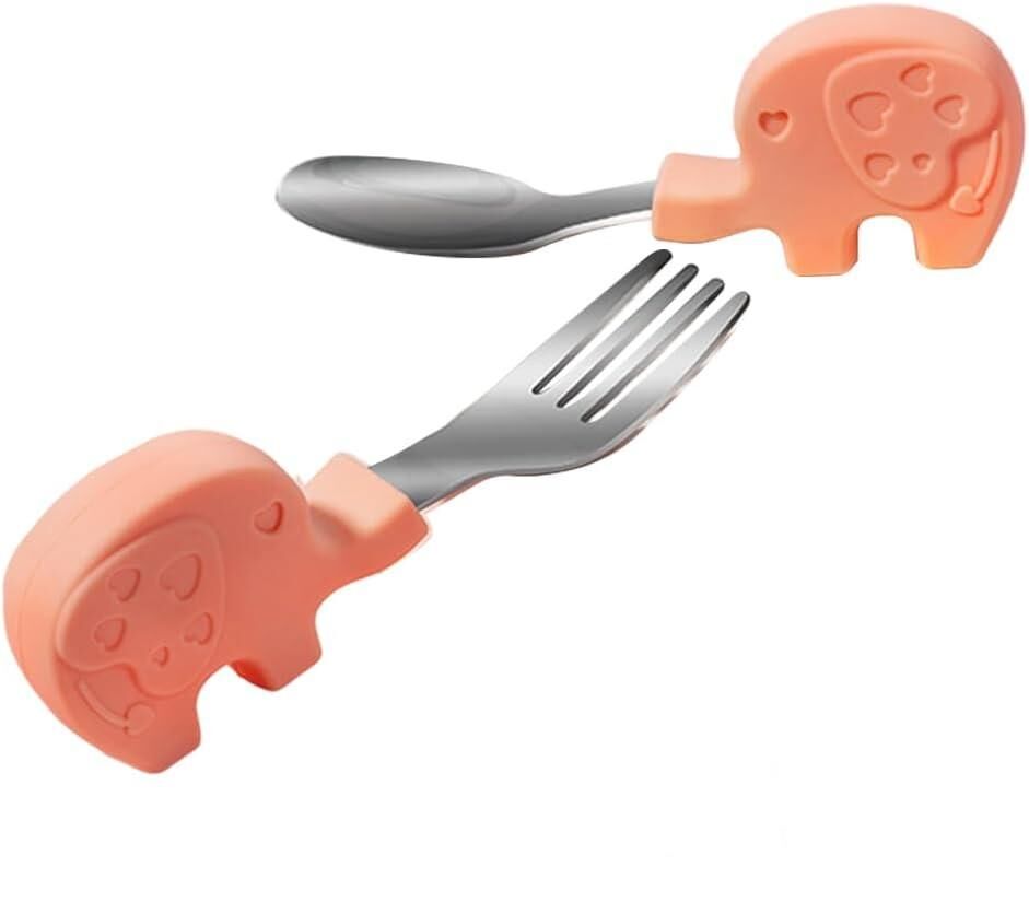 Valkyrie Bebek Filli Yemek Kısa Saplı Çocuk Paslanmaz Çelik Çatal Kaşık Pembe