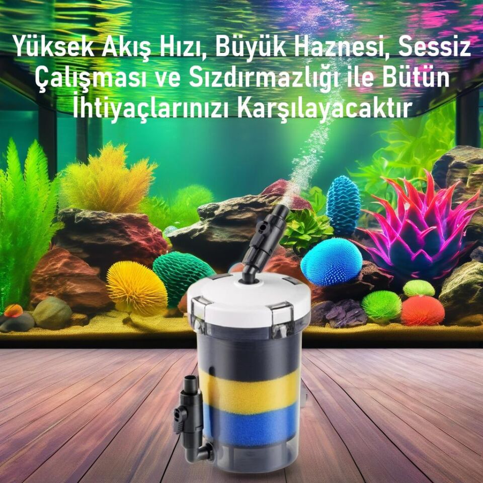 Valkyrie HW-603B Dış Filtre 400 Litre 6W Sessiz Çalışma Transparan Yüksek Kapasite