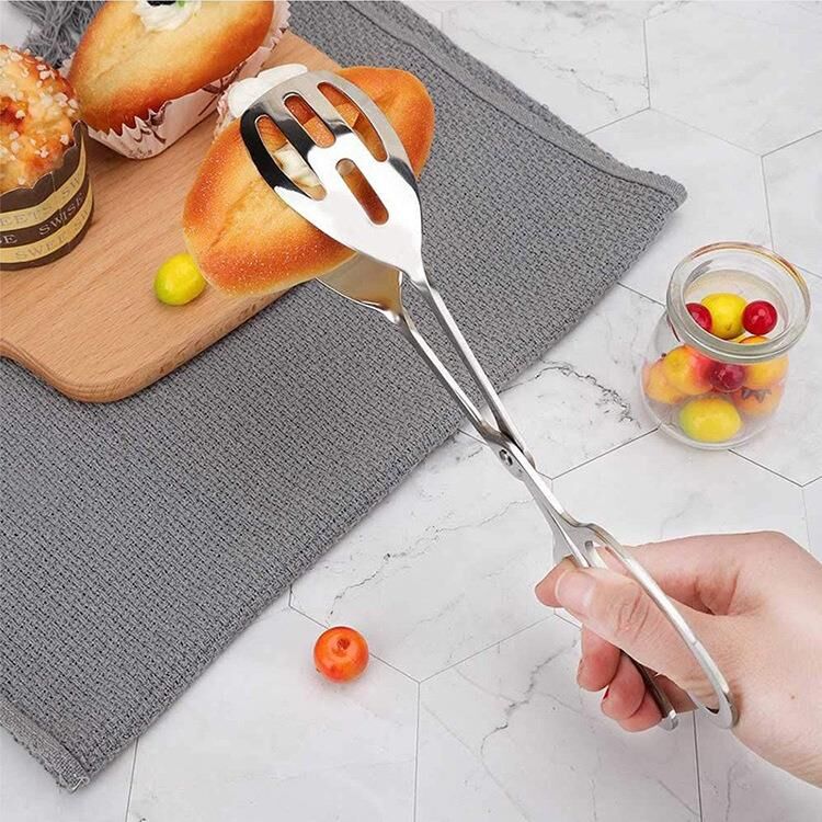 Valkyrie Paslanmaz Çelik Makas Maşa Servis Maşası Büfe Barbekü Tatlı Et Ekmek Kek Sebze Maşası Gümüş