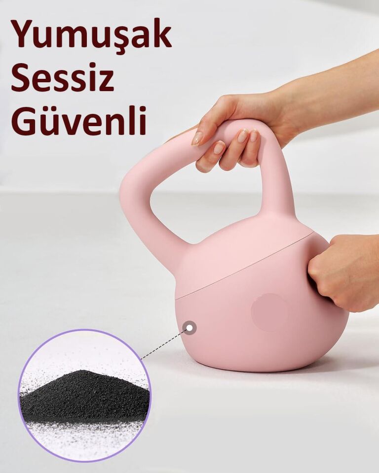 Valkyrie 4kg Soft Kettlebell Yumuşak Tabanlı Metal Kumlu  Ses Yapmaz Darbeye Dayanıklı Çift El Ağırlık