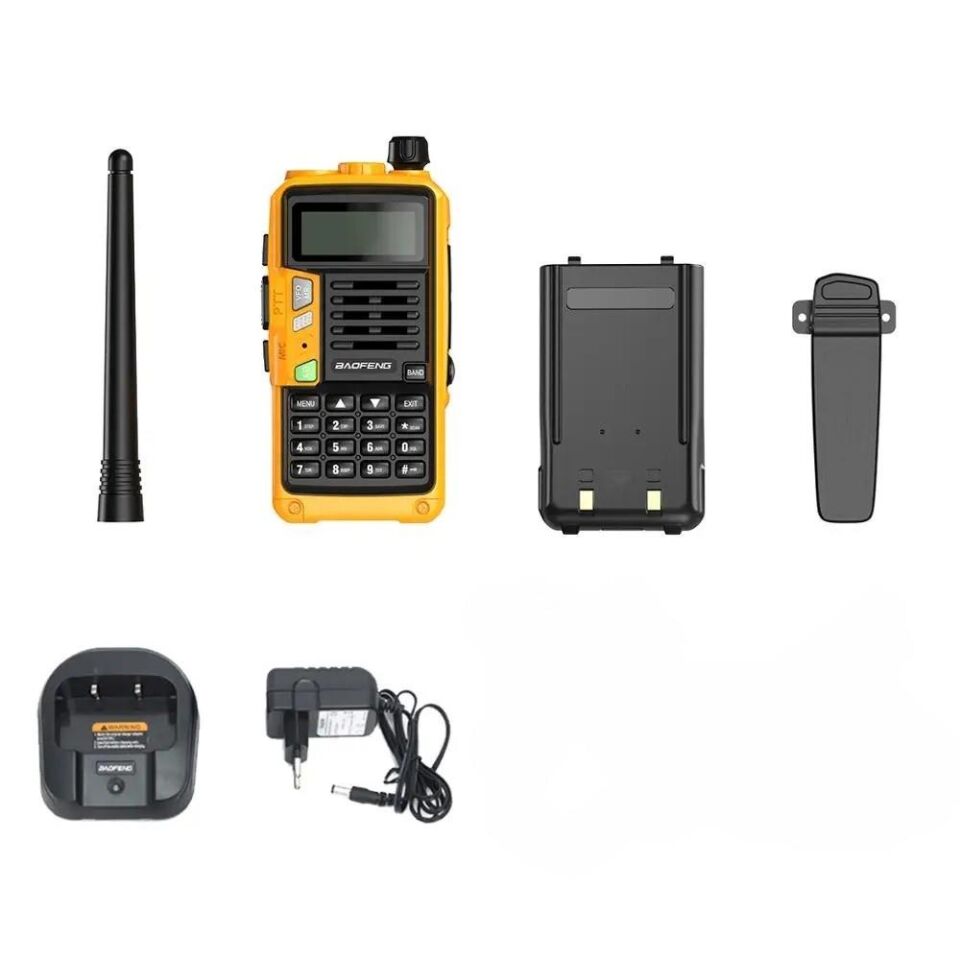 Valkyrie Baofeng UVS9 Plus 8W 2200mAh FM UHF/VHF El Telsiz +Yedek Batarya Sarı