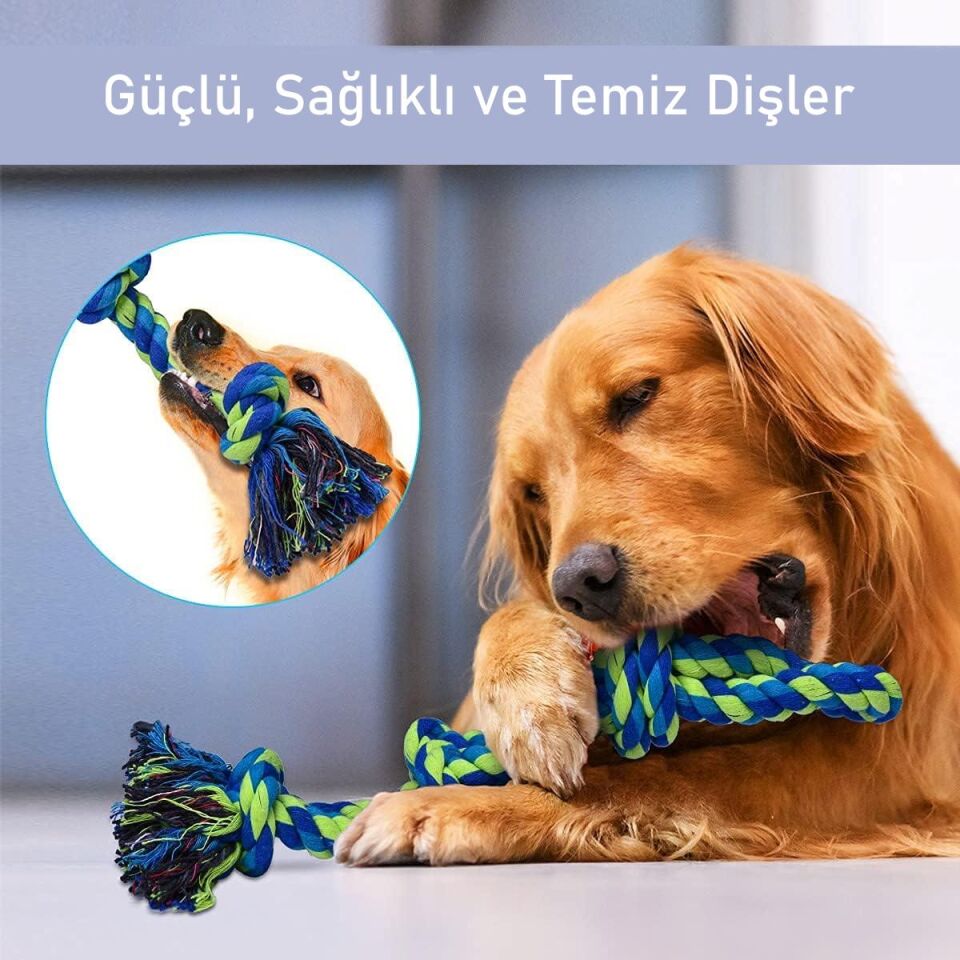 Valkyrie 2’li Büyük Boy Köpek Halat Oyuncağı Seti Isırma Çekiştirme Diş Kaşıma Eğitim İpi