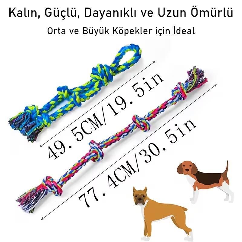 Valkyrie 2’li Büyük Boy Köpek Halat Oyuncağı Seti Isırma Çekiştirme Diş Kaşıma Eğitim İpi