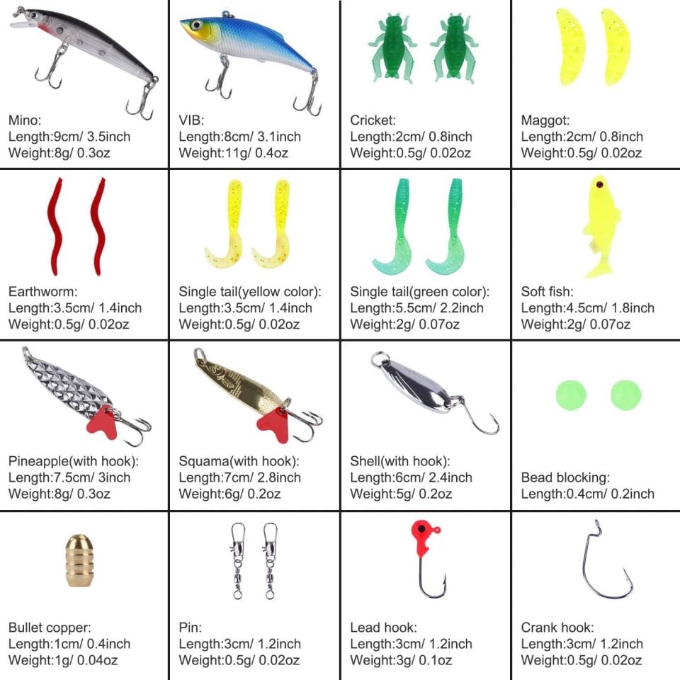 Valkyrie 24 Parça Sahte Olta Yem ve Aksesuar Seti Silikon Rapala Jig Kaşık