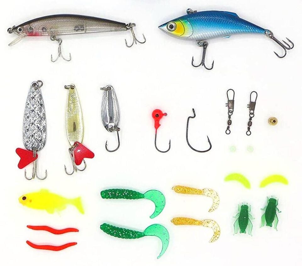 Valkyrie 24 Parça Sahte Olta Yem ve Aksesuar Seti Silikon Rapala Jig Kaşık
