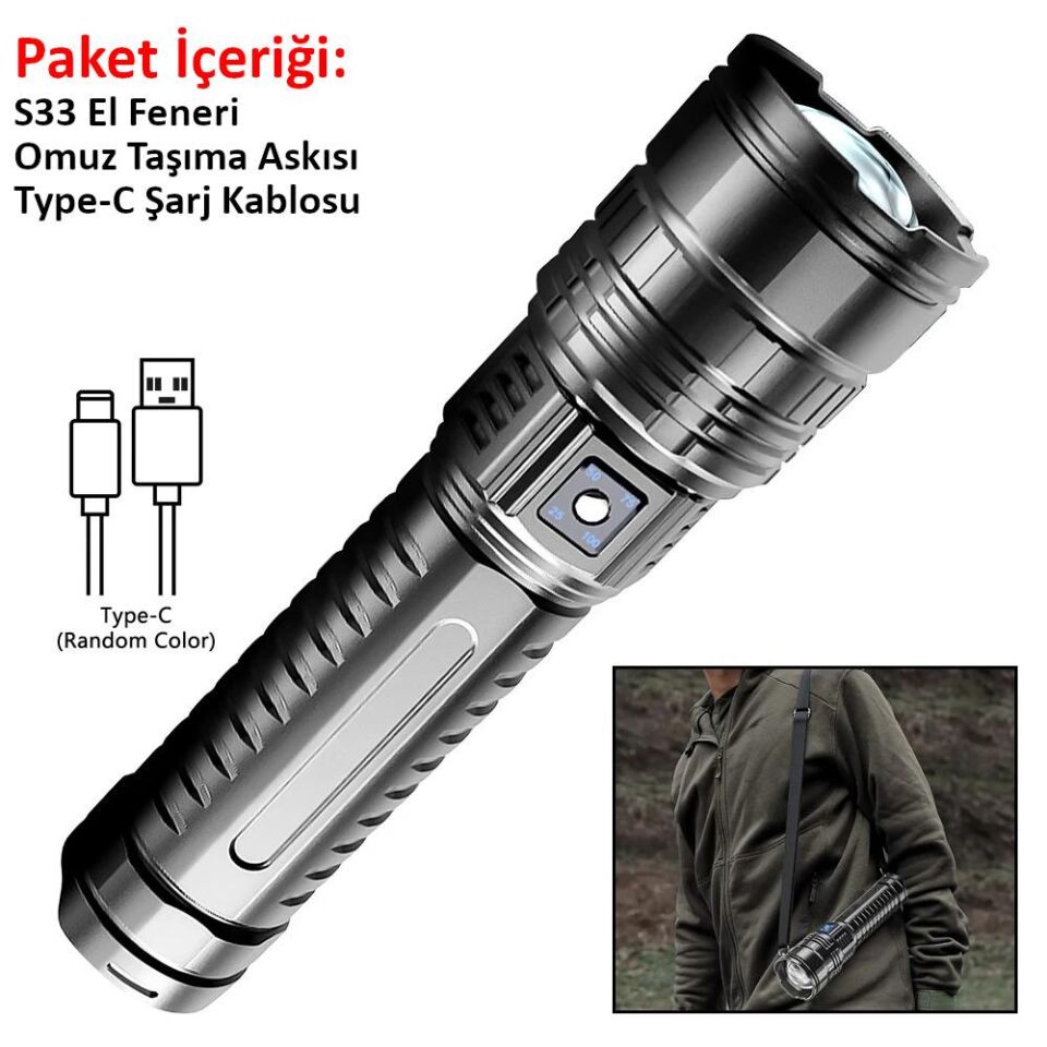 Valkyrie Ultra Güçlü Yüksek Parlaklık M80 LED Şarjlı El Feneri 6000mAh Powerbank