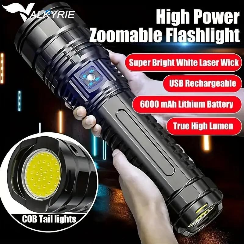 Valkyrie Ultra Güçlü Yüksek Parlaklık M80 LED Şarjlı El Feneri 6000mAh Powerbank