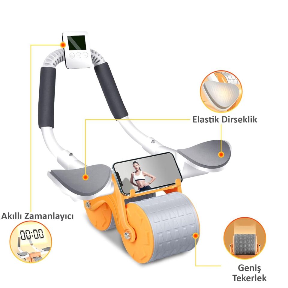 Valkyrie Karın Kası Göbek Eritici Abdominal Ab Roller Telefon Tutuculu Sayaçlı Turuncu