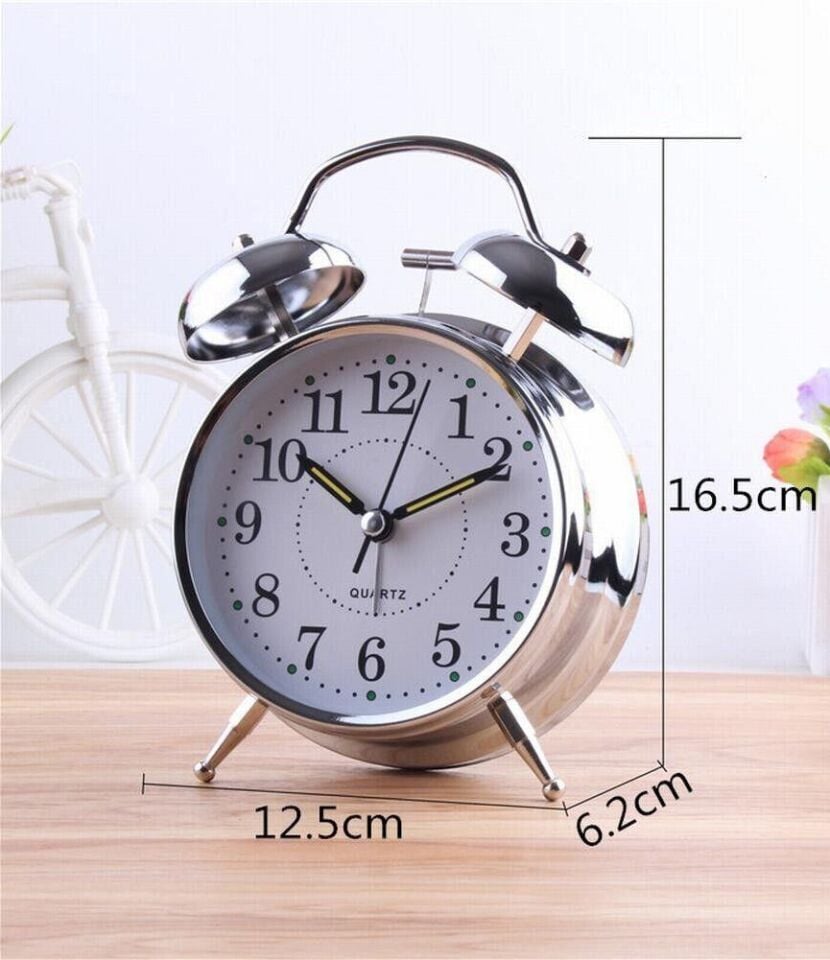 Valkyrie Akar Saniyeli Nostaljik Büyük Boy Masa Çalar Saat Yüksek Alarm sesi 16,5cm Hediyelik Işıklı Parlak Akrep Yelkovan