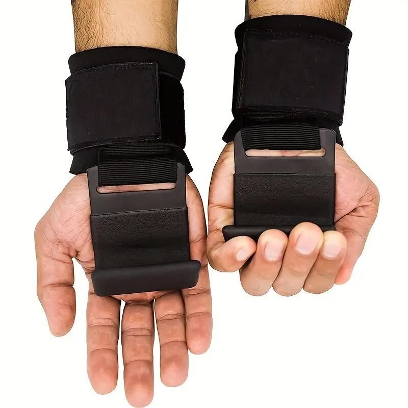 Valkyrie 2 Adet Ağırlık Kaldırma Kancası Tutma Yardımcısı Bar Fitness Bilekliği Lifting Hooks Straps Siyah