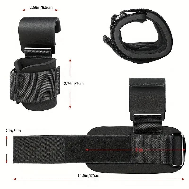 Valkyrie 2 Adet Ağırlık Kaldırma Kancası Tutma Yardımcısı Bar Fitness Bilekliği Lifting Hooks Straps Siyah