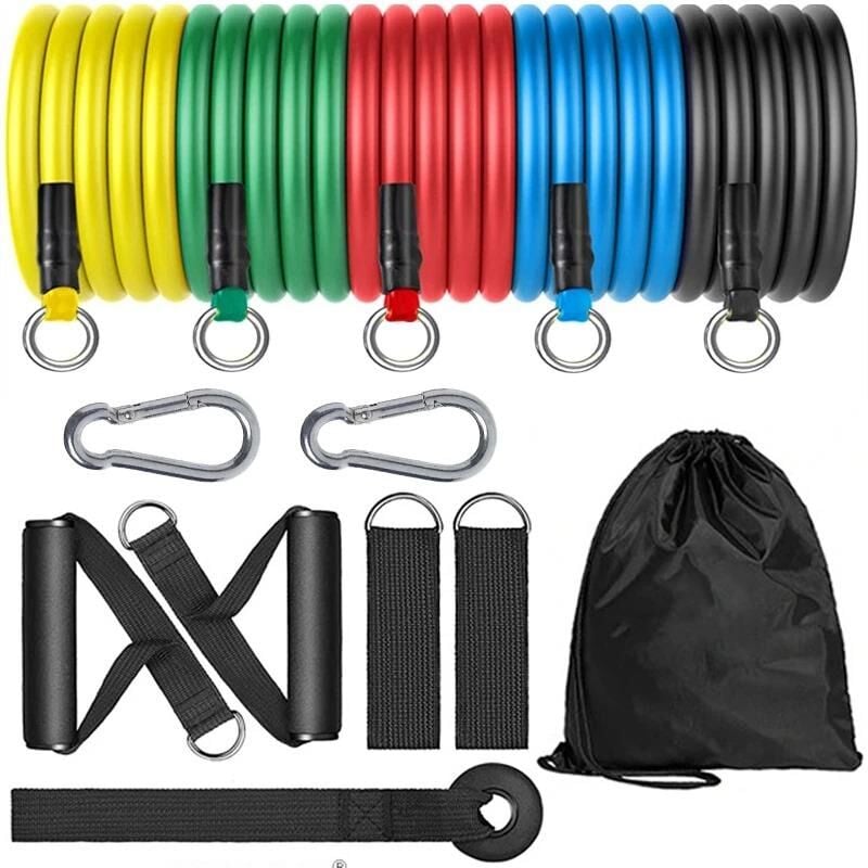 Valkyrie 11 Parça Latex Direnç Lastiği Seti Yoga Pilates Fitness Egzersiz Direnç Bandı