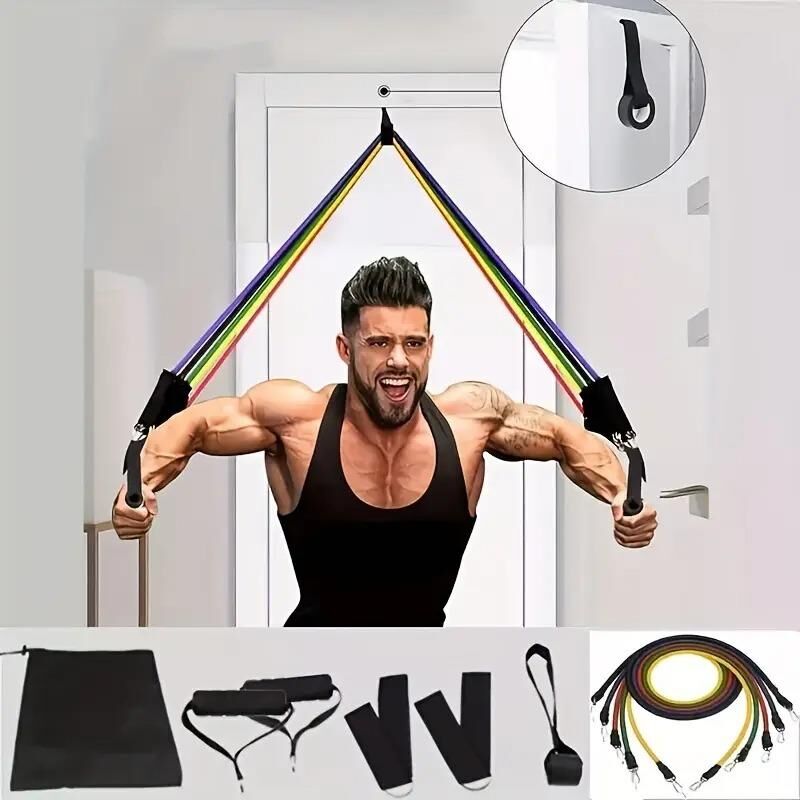 Valkyrie 11 Parça Latex Direnç Lastiği Seti Yoga Pilates Fitness Egzersiz Direnç Bandı