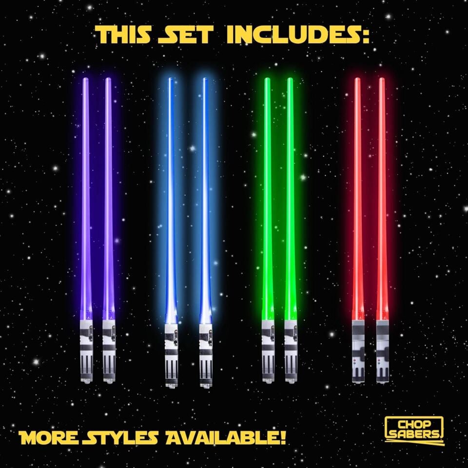 Valkyrie 8 Parça LED Işıklı Chopstick Işık Kılıcı Yemek Çubukları  Star Wars Tema Çöpstik