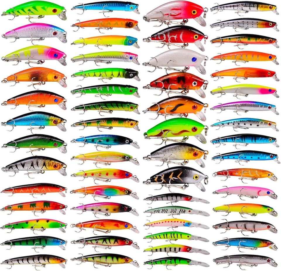 Valkyrie 59 Adet Karışık Minnow Crankbait Swimbait Rapala Sahte Yem Olta Seti Balık İğnesi